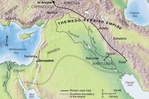 Haggai and Zechariah were present at the rebuilding of the Temple of God during the time of Ezra and Nehemiah, after the return from exile. The Medo-Persian Empire included the lands of Media and Persia, much of the area shown on this map and more. The Jewish exiles were concentrated in the area around Nippur in the Babylonian province. The decree by King Cyrus that allowed the Israelites to return to their homeland and rebuild the Temple was discovered in the palace at Ecbatana.